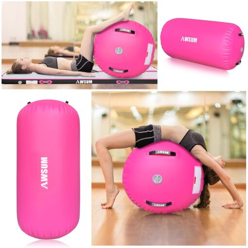 AWSUM 13ft Gymnastics Mat with Air Roller Tumbling Barrel Back Somersault Backbend Trainer for Inflatable Gymnastics Springboard Back Handspring Equipment, with Electric Pump - Image 5