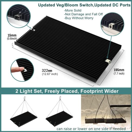 EnFun LED Grow Light 240Watt for Indoor Plants Full Spectrum with LM301B & Meanwell Driver, Dimmable Plant Light, 3x3ft 2x4ft Coverage Grow Lamp for Seed Starting Veg and Flower - Image 7