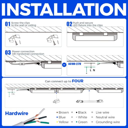 Barrina LED Shop Lights 8FT 72W 10000LM 6500K, Daylight White, V Shape, Clear Cover, Hight Output, Linkable, T8 LED Tube Lights, for Garage 8 Foot with Plug (Pack of 10) - Image 2