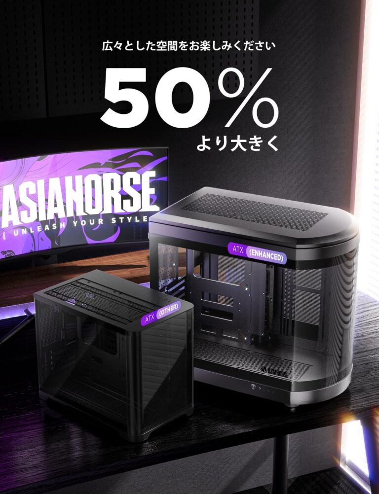 AsiaHorse ATX PC Case Dual Chamber 180° Full View Tempered Glass Gaming PC Case with Type-C Port, 360mm Radiator Support,RTX 40 Compatible, High Airflow Mid-Tower ATX PC Case. Perseus-Black - Image 7