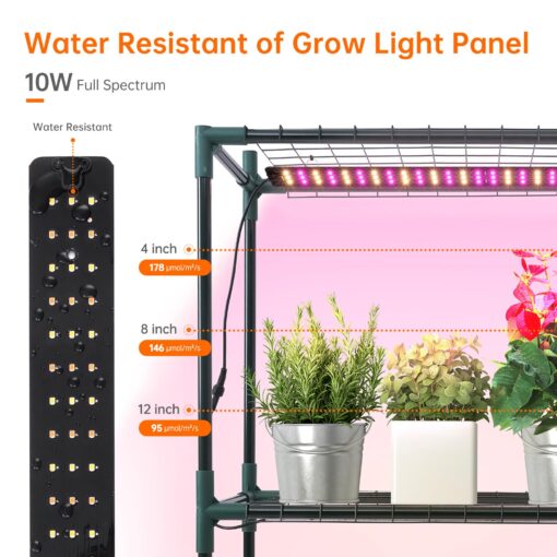 Bstrip Walk In Greenhouse, Indoor Greenhouse with Grow Lights, Mini Indoor Greenhouse with Roll-Up Zipper Entry Door and PVC Cover, Dimmable 2FT 120W Plant Light with Timer (56.3"W X 56.3"L X 76.8"H ) - Image 5