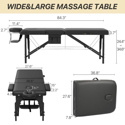 KCC Memory Foam Massage Table Premium Portable Foldable Massage Bed Height Adjustable, 84 Inches Long 28 Inchs Wide Home Salon Spa Bed Tattoo Table with Accessories &Carrying Case, Easy Set Up - Image 8