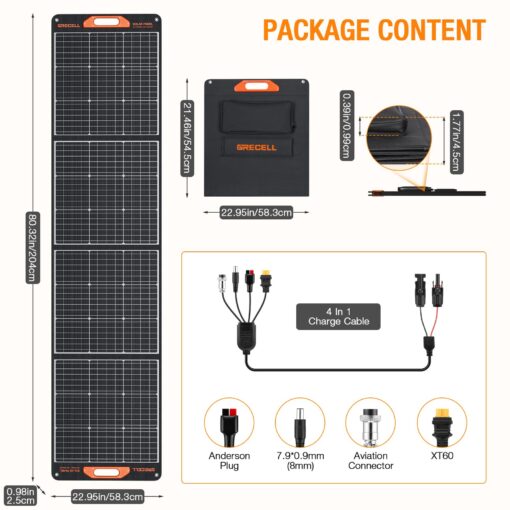200W Portable Solar Panel for Power Station Generator, 12V/24V Flexible Foldable Solar Panel Kit Lightweight High-Efficiency Solar Charger Power Backup for Outdoor Van Camper Boat Caravan Off-Grid - Image 2