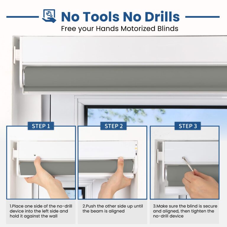 Grandekor No Drill Motorized Blinds with Remote, Blackout Roller Shade Electric Smart Remote Control Blinds, Fit for APP and Voice Control Smoky Gray-Blackout 55" W x 64" W - Image 8