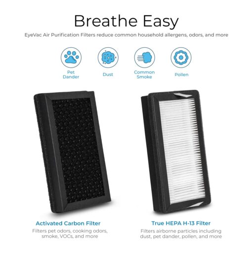EyeVac Air 2-in-1 HEPA Air Purifier & Touchless Vacuum Automatic Dustpan - Ultra Fast & Powerful - Covers 600 Sq ft - Corded Canister Vacuum, Bagless, Automatic Sensors, 1000 Watt (White/Silver) - Image 5