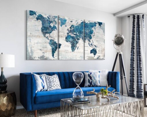 Wall Decor Living Room Motivational Framed Wall Art Large Office Decor for Wall Home Decorations for Bedroom Blue Grey Paintings Dining Room Pictures - Image 5