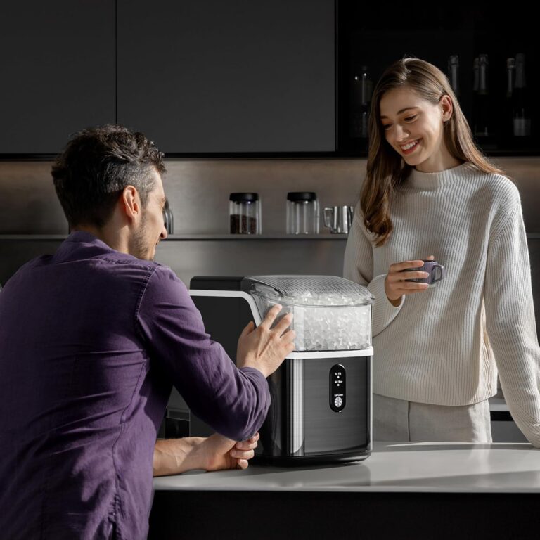 Nugget Ice Maker Countertop, 35Lbs/Day Portable Table Top Machine with Chewable & Crushed Ice, Self-Cleaning, One-Touch Operation for Home(Stainless Steels Black) - Image 2