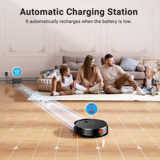 Robot Vacuum and Mop Combo 2 in 1 Mopping Robot Vacuum Cleaner with Schedule WiFi/Alexa/App Smart Self-Charging Robotic Vacuum Ultra-Slim Quiet Tangle-Free Ideal for Hard Floor Pet Hair Carpet-650mL - Image 3