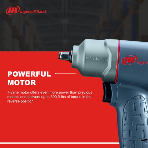 Ingersoll Rand 2115TiMAX 3/8" Air Impact Wrench, 300 ft-lbs Torque, Titanium Hammer Case, Friction Ring Retainer, Pistol - Image 8