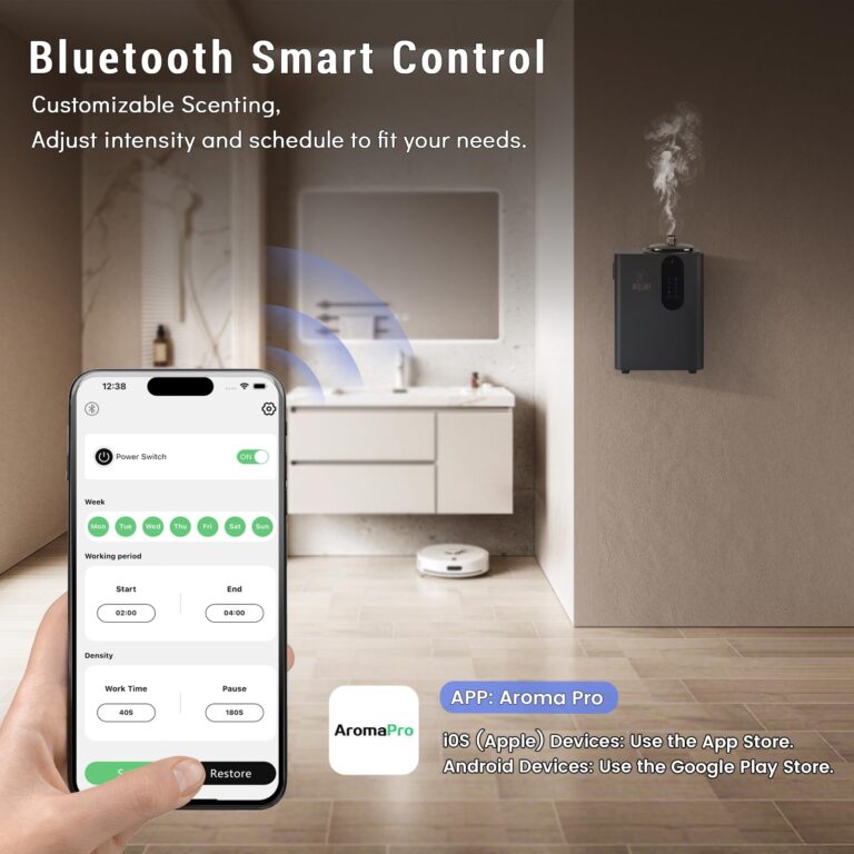 MQLMF HVAC Scent Diffuser Whole House System - 4500 Sq Ft,Ultra Quiet,Metal,Safety Lock,Bluetooth App,Hotel Commercial Collection Diffuser Machine - Black - Image 5