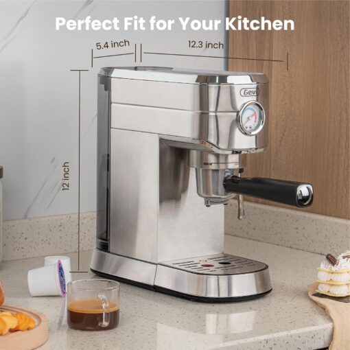 Gevi Espresso Machine 20 Bar with Portafilter for Nespresso Original Capsules and Coffee Powder, Professional Espresso Maker with Milk Frother for Cappuccino, Latte, Compact Espresso Coffee Machine - Image 4