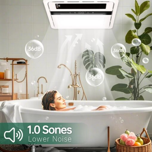 VallisCo Bathroom Exhaust Fan with Light and Heater, 4 in 1 Bathroom Fan with Heater, 1700W Heating Power, 140 CFM Remote Control, Quiet & Powerful for Ventilation, Lighting, Heating, and Drying - Image 4
