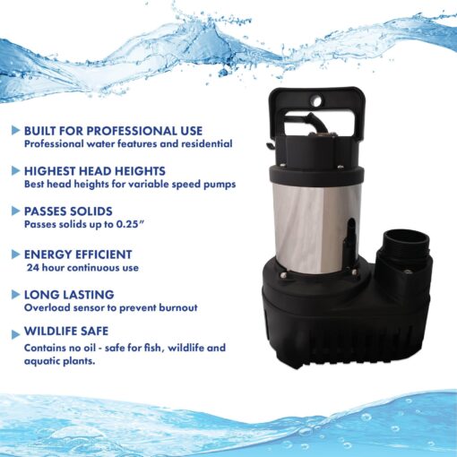 HALF OFF PONDS Pond Pulse 3,000 GPH Hybrid Drive Submersible Pump for Ponds, Water Gardens and Pond Free Waterfalls w/ 30' Power Cord - PP-3000 - Image 6