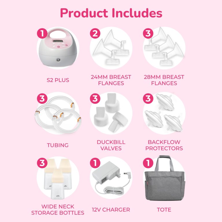 Spectra Baby S2 Plus Premier Electric Breast Pump with Grey Tote Premium Accessory Kit - 28 mm - Image 8