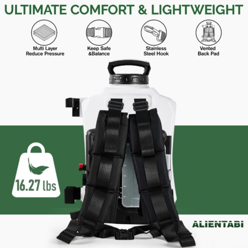 ALIENTABI Battery Powered Backpack Sprayer 4 Gallon, Self-Cleaning Garden Sprayer, 4.9Ah Ultra-Long Power Supply Lithium Battery Sprayer for Weeding, Cleaning, No Gear Limit, Variable Pressure - Image 3