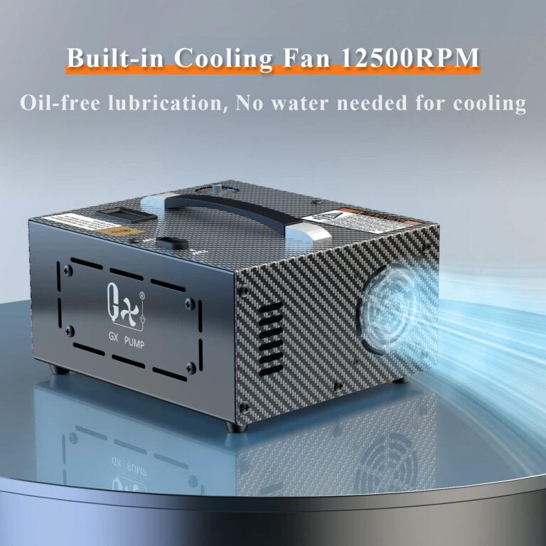 GX PUMP PCP Air Compressor CS1-I with Built-in Power Apdater,Auto Stop,Oil & Water-Free,4500Psi/30Mpa,Powered by 110V /220V AC or 12V DC,PCP Compressor Pump for Air Gun and Paintball/Scuba Tank - Image 5