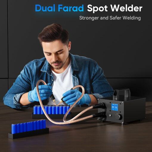 Seesii Dual Farad Spot Welder, 250 Gears Adjustable 3000F Capacitor Battery Spot Welder with 1.8'' LCD Display,Portable Spot Welder for 0.1-0.3mm Nickel Strip Welding, Ideal for Battery Pack Making - Image 8