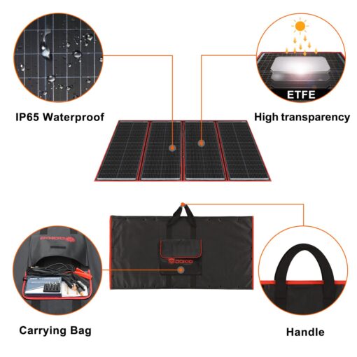 DOKIO 300w 18v Portable Foldable Solar Panel Kit (21x41inch, 17lb) Solar Charger with Controller 2 USB Output to Charge 12v Batteries/Power Station (AGM, Lifepo4) Rv Camping Trailer Emergency Power……… - Image 5