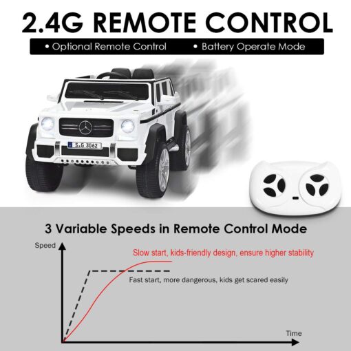 Costzon Ride on Car, Licensed Mercedes-Benz Maybach, 12V Battery Powered Vehicle Toy w/ 2 Motors, Remote Control, 3 Speeds, Lights, Horn, Music, Aux, Storage, Truck, Electric Car for Kids (White) - Image 9