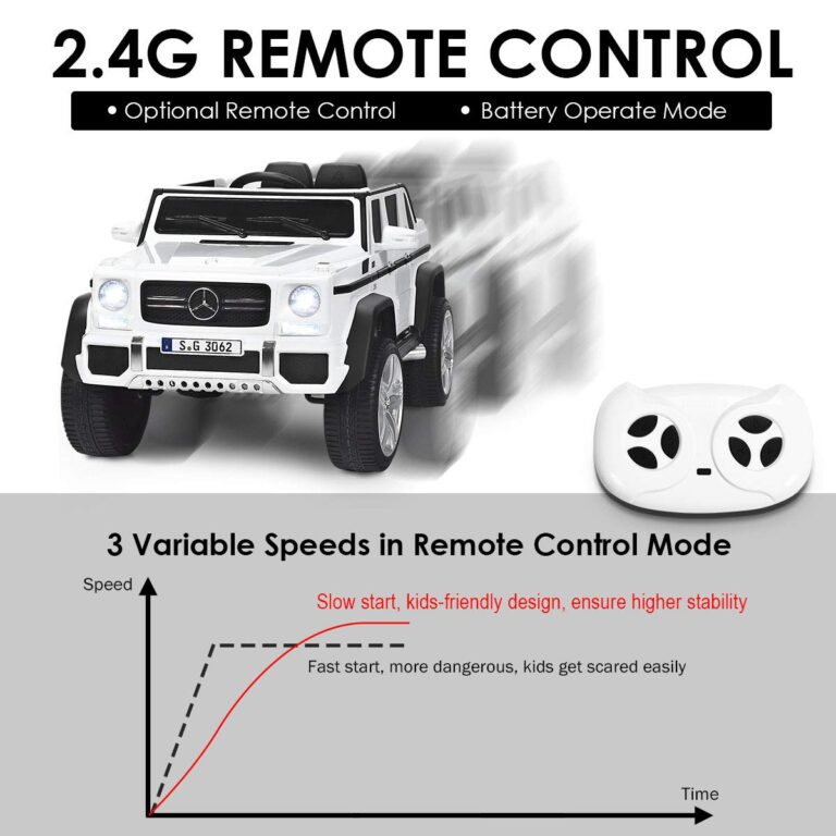 Costzon Ride on Car, Licensed Mercedes-Benz Maybach, 12V Battery Powered Vehicle Toy w/ 2 Motors, Remote Control, 3 Speeds, Lights, Horn, Music, Aux, Storage, Truck, Electric Car for Kids (White) - Image 9