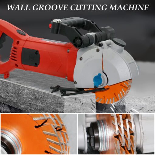 TIEKJOT 110 V Wall Chaser Groove Cutting Machine Electric Concrete Cutter 4800 W for Brick Grooving Slotting Power Masonry Saw With 5 Pcs 5 Inch Saw Blades Infrared Sighting and Dustproof - Image 3