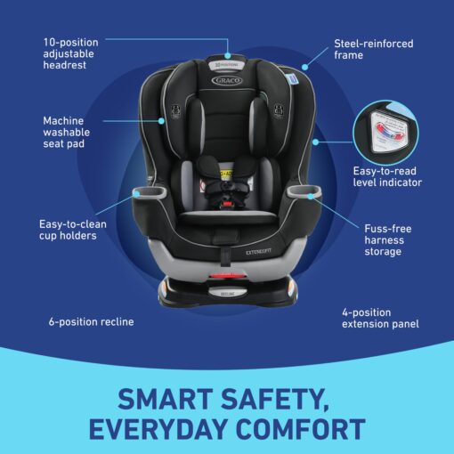 Graco Extend2Fit Convertible Car Seat, Rear-Facing and Forward-Facing, Extended Rear-Facing Seat Option, Redmond, Ideal for Newborns, Infants, and Toddlers - Image 3