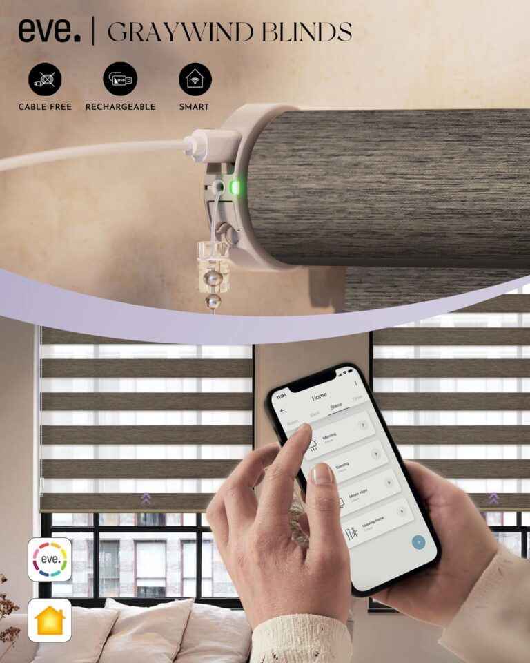 Graywind HomeKit Smart Zebra Blinds Eve Powered Siri Voice Home App Rechargeable Motorized Dual Layer Blinds Privacy Light Control, Custom Size (Wool-Like Black Gold) - Image 5