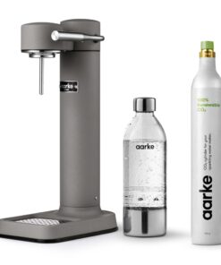 aarke Carbonator lll with CO2 Cylinder, Sparkling & Carbonation Water Machine, Stainless Steel with PET BPA-Free Reusable Bottle Volume 800 mL (Matte Grey)