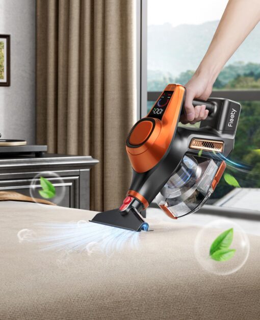 Fieety Cordless Vacuum Cleaner, 550W/45Kpa Vacuum Cleaners for Home with LED Screen, Max 60 Mins Runtime, Noise Reduction Tech, Anti-Tangle Stick Vacuum for Pet Hair Carpet and Hardfloor - Image 5