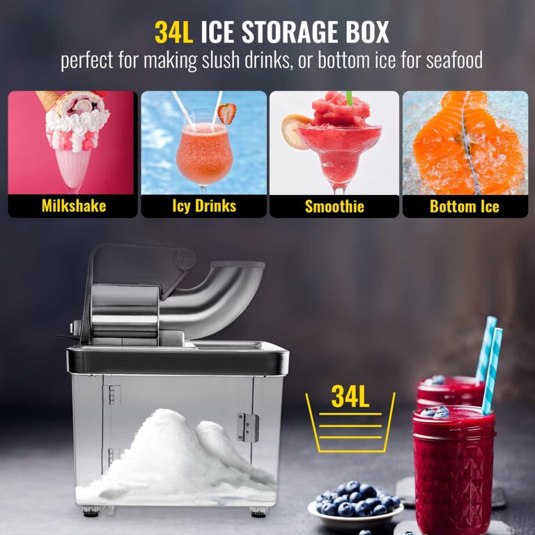 VEVOR 110V Commercial Ice Crusher 661LBS/H, ETL Approved 300W Electric Snow Cone Machine with Dual Blades, Stainless Steel Shaved Ice Machine with Safety On/Off Switch for Family, Restaurants, Bars - Image 4