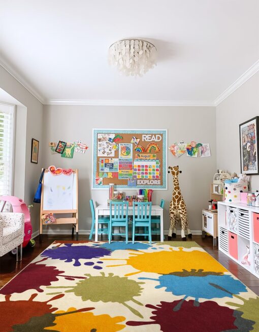 STARUIA Large Area Rug for Living Room, 8'x10' Rainbow Kids Rug for Classroom, Colorful Art Washable Rug for Bedroom, Non-Slip Ink Splotch Nursery Rug Soft Modern Living Room Carpet for Dorm School - Image 4