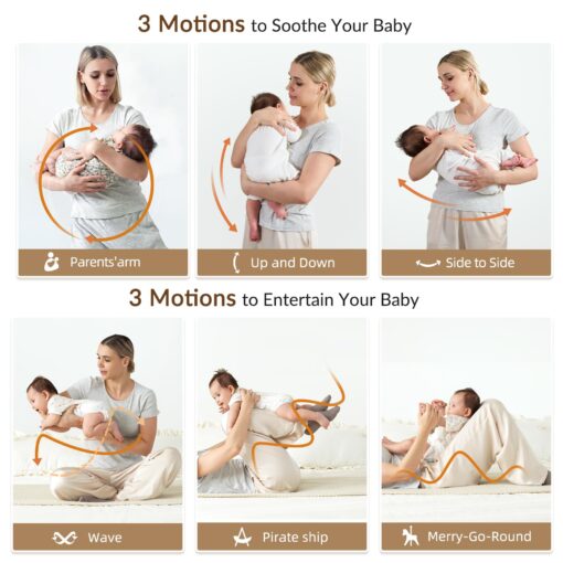 VaVaSoo Electric Baby Swing Newborn for Infants with 5 Speeds, Multi Motion 3D Baby Rocker for Girl Boy Swingset Indoor with 13 Melodies & Wireless Music, Remote Control, Dark Gray - Image 6