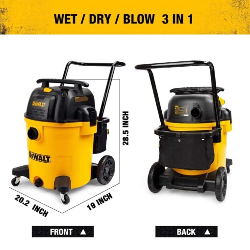 DEWALT DXV16PA 16 Gallon Poly Wet/Dry Vac/Acc, 6.5HP Shop Vacuum Wet/Dry for Jobsite/Workshop, Yellow - Image 8