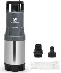 FLUENTPOWER Deep Well Submersible Pump, 1.5HP 115V, 1700GPH, 147' Head, Automatic On/Off Water Pump with 49ft Cord, Stainless Steel, for Garden Home Watering and Farmland Irrigation