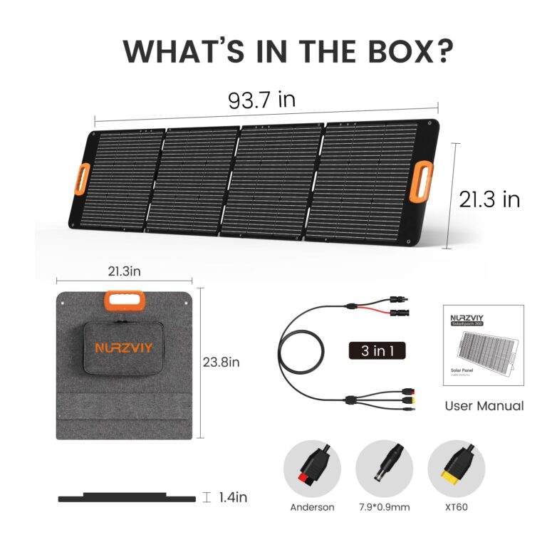NURZVIY Portable Solar Panel 200 Watt Foldable 200W Solar Cell Solar Charger for Power Station, Waterproof w/Adjustable Kickstand XT60 Anderson DC 8mm Connector for Camping, Off Grid Living - Image 2