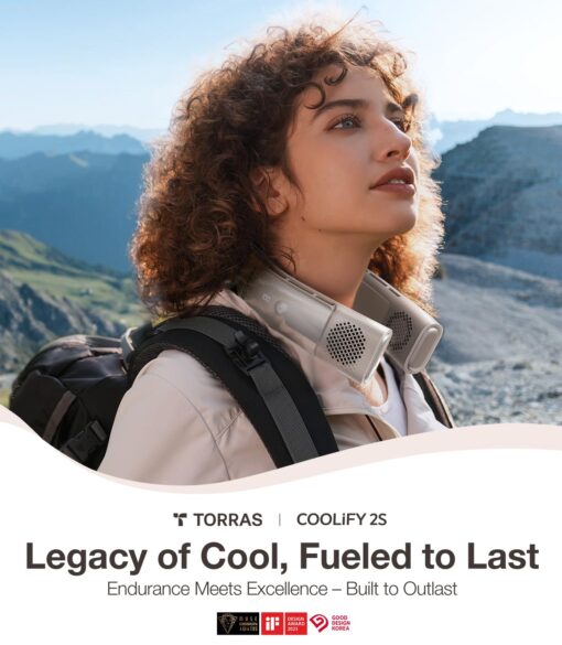 TORRAS COOLiFY 2S Neck Fan [2025 Upgraded], 28H Extended Battery Life, Neck Fans that Blow Cold Air, APP Control, Portable Neck Fan, Neck Air Conditioner for Travel, Work, Hiking. Apricot - Image 6