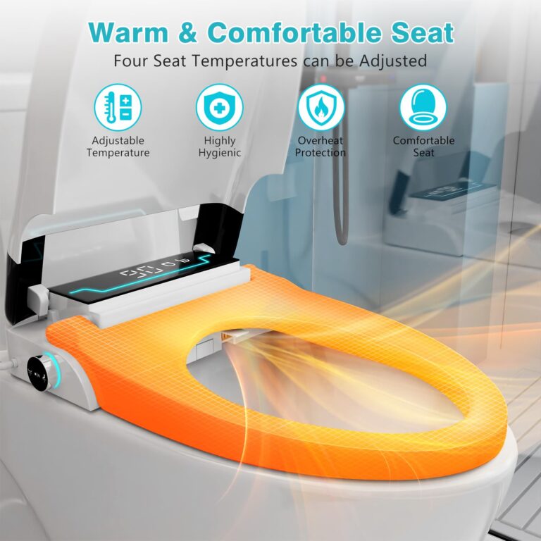 Electric Bidet Toilet Seat, Auto Open & Close Lid, Heated Toilet Seat with Thermostatic Warm Water & Dryer, Feminine & Front Rear Wash, Adjustable Water Pressure, Remote Control, Night Light - Image 7