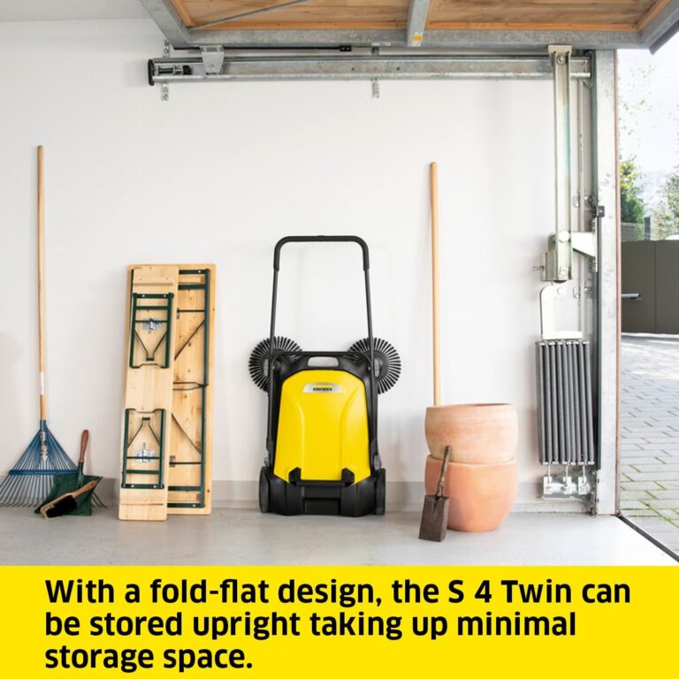 Kärcher - S 4 Twin Walk-Behind Outdoor Hand Push Sweeper - 5.25 Gallon Capacity - 26.8" Sweeping Width - Sweeps up to 26,000 ft²/Hour,Yellow - Image 4