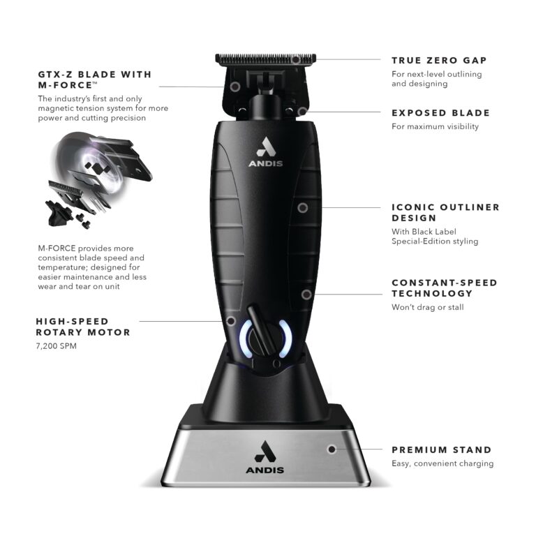 Andis GTX-EXO Black Label Special Edition, Professional Lithium-ion Electric Beard & Hair Trimmer, M-Force Technology, Cordless, Included Charging Stand, Black - Image 7