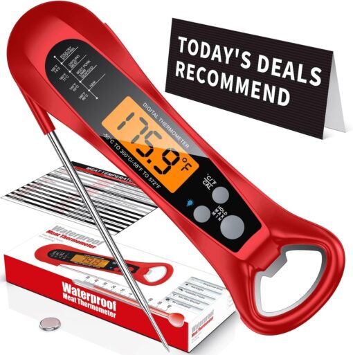 NIUTA Meat Thermometer Digital, 1 Sec Instant Read, NIST Certified Accurate to ±0.5℉, Ultra Bright LED Screen, 100% Waterproof, Auto-Rotate, BBQ/Smoker/Candy, Valentines Gift, HD-AAA - Image 2