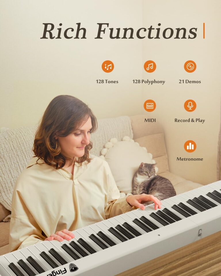 FingerBallet Portable Piano Keyboard, Semi-Weighted Folding Digital Piano 88 Key, Full Size, Wood Grain, Electric Piano Keyboard w/MIDI Bluetooth, Suitable for Adult, Toddler, Kids - Image 3