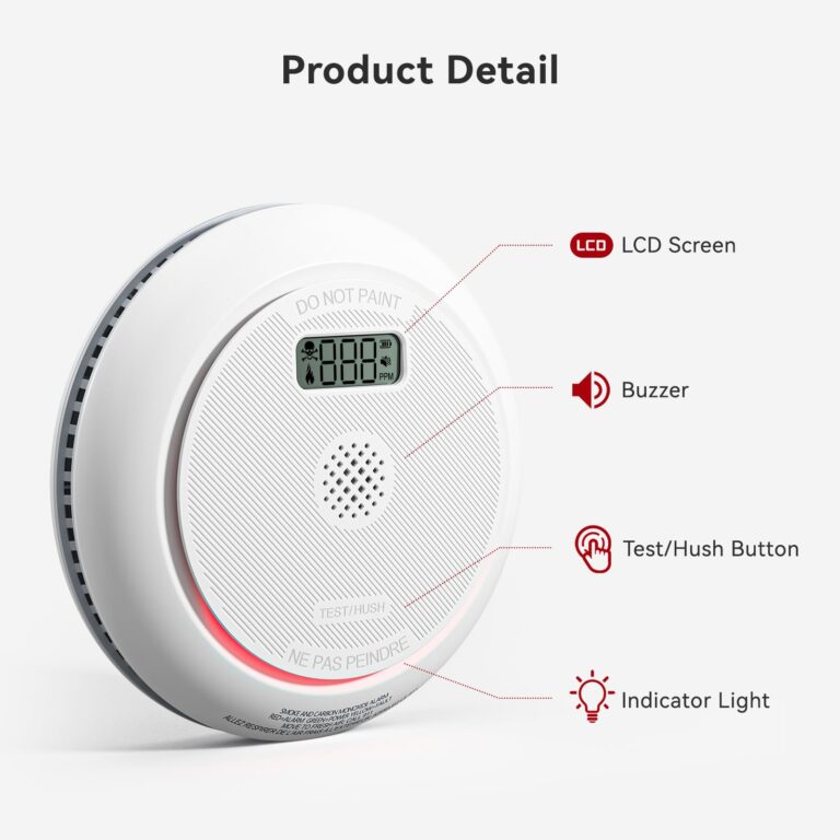 Siterlink Smart Smoke and Carbon Monoxide Detector Combo with Digital Display, 2 in 1 WiFi Fire and CO Alarm Detector, Replaceable Battery, Real-Time Notification, UL217 UL2034, 5 Pack - Image 2