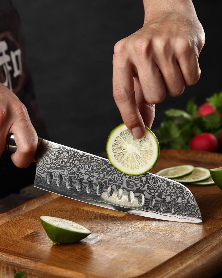 HEZHEN Damascus Kitchen Knives Set, Damascus Steel Japanese Style Chef Knife Utility Knife Santoku Knife,Figured Sycamore Wood Handle - Image 3