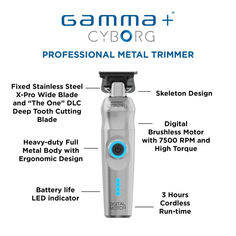 GAMMA+ Cyborg Professional Meta Cordless Ergonomicl Hair Trimmer with Digital Brushless Motor - Image 4