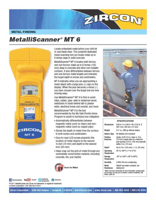 Zircon MetalliScanner MT6 Professional Metal Detector,Yellow,12.17 x 8.23 x 3.58 inches - Image 2