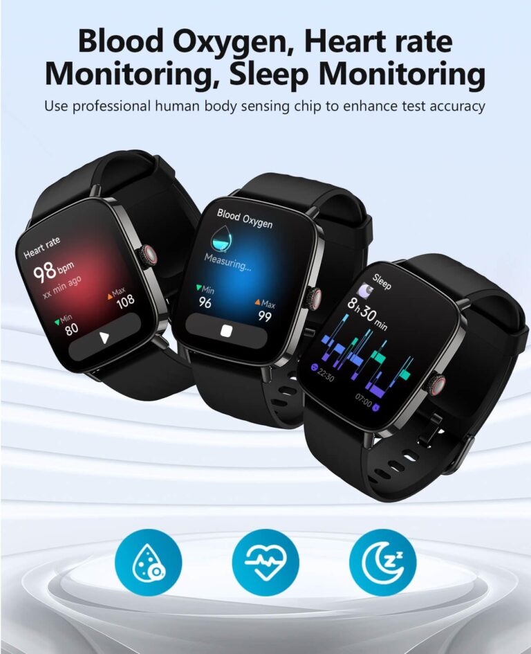 AI Voice-Controlled Smart Watches with 1.85" Screen - IP68 Waterproof, 24/7 Heart Rate Monitoring, Stress/Sleep/SpO2 Tracker, 100+ Sports Modes, Weather, Compatible with Android & iOS, Black - Image 7