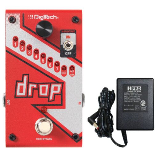 Digitech DROP Compact Polyphonic Drop Tune Pitch Shift Pedal with Momentary Latch Switching and True Bypass with Electronic Power Supply and Patch Pedal Cable - Image 2