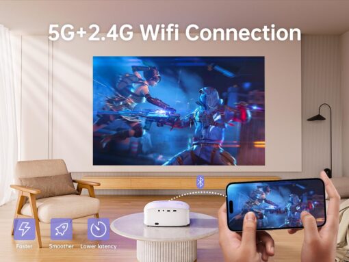 GooDee 4K WiFi Bluetooth Projector - Smart 1080P Projector, Movie Projector, Netflix/Amazn Prime Video Certified, Video Projector For Home Theater Dolby Audio Zoom Portable Projector TV Stick PPT - Image 4