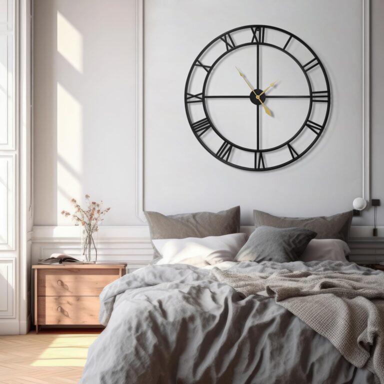 LEIKE 40 Inch Extra Large Modern Wall Clock, Oversize Rustic Round Nearly Silent Battery Operated, Black Metal Roman Numerals Wall Clocks for Living Room, Bedroom, Entrance Home Decor - Image 4