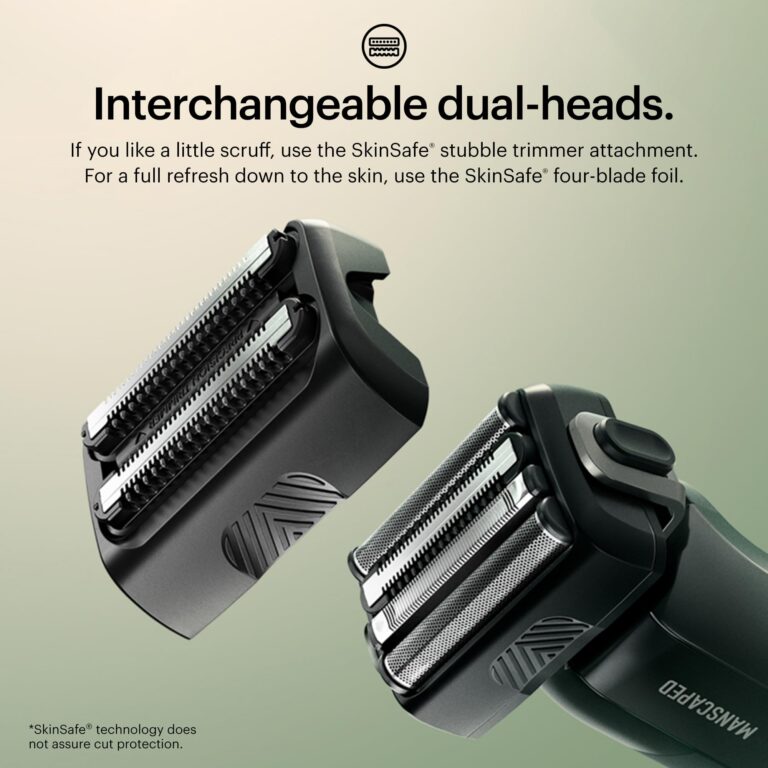 MANSCAPED® The Chairman™ PRO & The Beard Hedger® - Men's Electric Foil Face Shaver with Two SkinSafe® Heads, Four-Blade Foil & Stubble Trimmer, 20 Length Adjustable Beard Trimmer with Toiletry Bag - Image 5